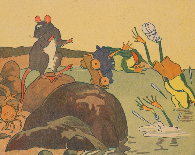 G. JORDIC (1876-1915), Sprung ins Wasser, Offsetdruck Moderne Tiere 1925-1949