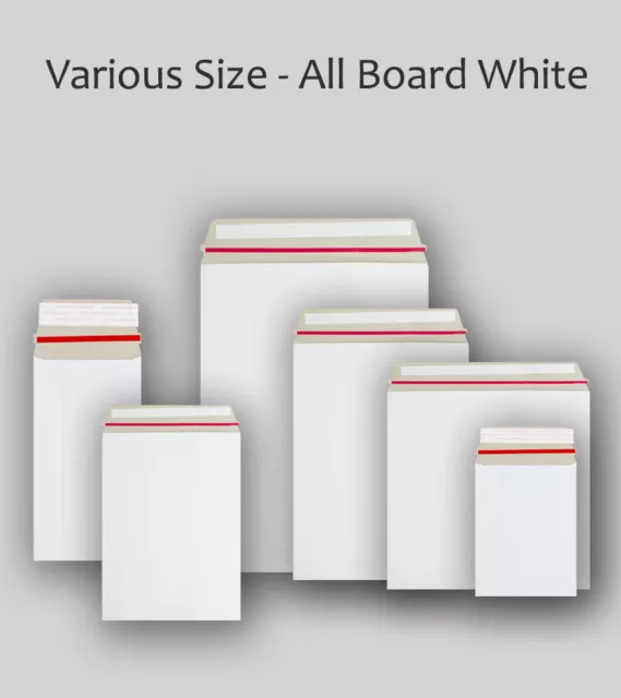 White All Board Envelopes All Sizes Cardboard Strong Mailers C3 C4 C5 DL