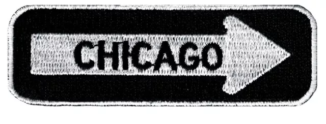 CHICAGO ONE-WAY SIGN EMBROIDERED IRON-ON PATCH applique ILLINOIS SOUVENIR ROAD