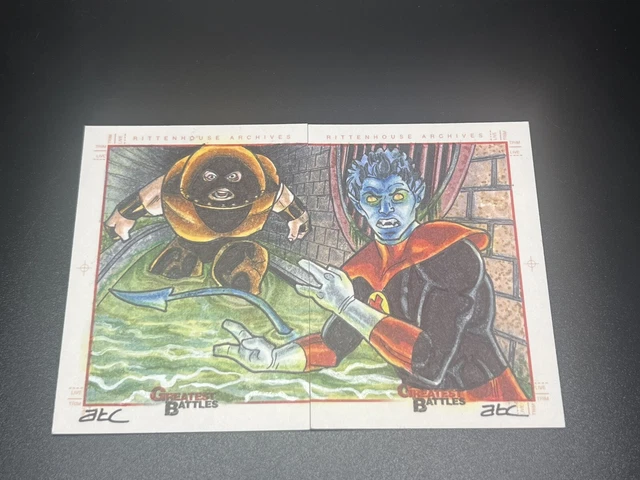 Marvel Greatest Battles Sketch Cards by Adam Cleveland Night Crawler Juggernaut