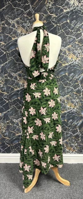 Topshop Halterneck Summer Dress Ladies Green Floral Size UK 10 #REF103 3