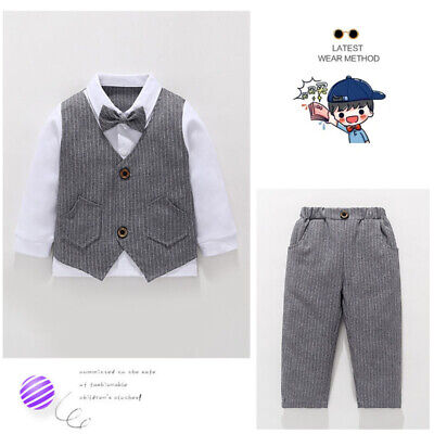 Baby Boy Formal PartyWedding Christening Tuxedo Suit Dress Outfit Clothes Sets