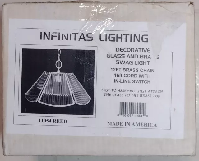 Infinitas Lighting Swag Light Vintage  Decorative Glass & Brass 12ft Chain