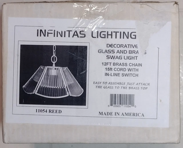 Swag Light Vintage Infinitas Lighting Decorative Glass & Brass 12ft Chain