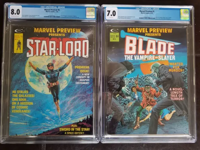 Marvel Preview #4 Star-Lord + Marvel Preview #3 Blade - CGC Graded