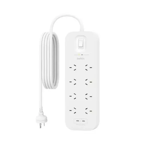 Belkin ( 2024 Model ) 8 Outlet 30W USB Surge Protector With Dual USB-C 30W PPS