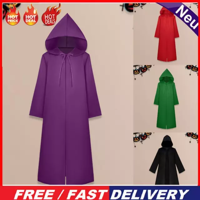 Drawstring Women Hooded Overcoat Long Sleeved Cape Loose Fit for Halloween Party