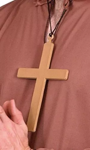 Gold Monk Vicar Nun Priest Cross Crucifix Fancy Dress Accessory
