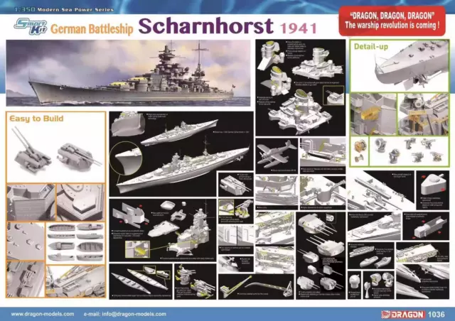 Dragon 1036 1/350 German Battleship Scharnhorst 1941 Model Kit