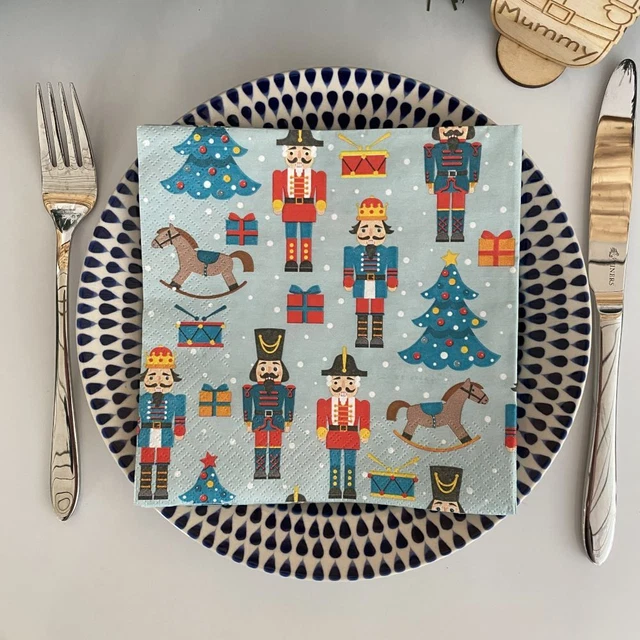 Nutcracker Christmas Napkins | Festive Party Blue Novelty Tableware Kids x 20
