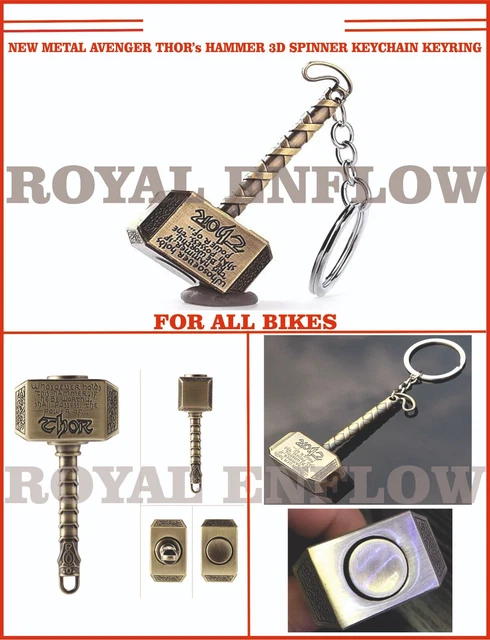 New Metal Avenger Thor's Hammer 3D Spinner Keychain Keyring for All Bikes