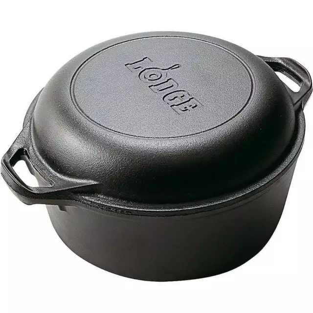 Lodge Cast Iron 5 Quart Seasoned Double Dutch Oven