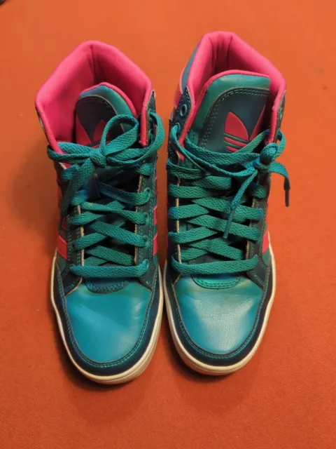 Adidas Teal Blue Pink High Top Sneakers Men’s US Size 6