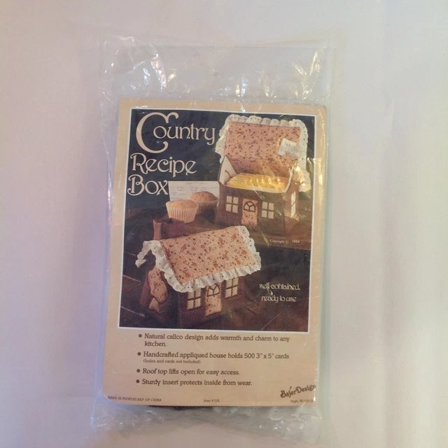 Vintage 1984 NOS Bajer Design 725 Country Recipe Box Calico Design Applique Kit