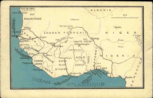 AFRIKA DOKUMENT LANDKARTE Map Africa Staaten Afrique Occidentale