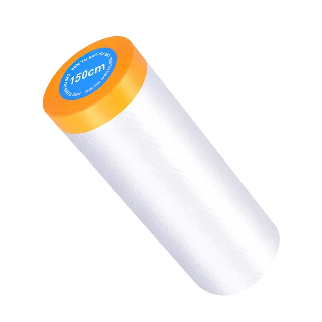 5 X 65 Feet Plastic Drop Cloth Plastic Sheeting with Masking TapeWaterproof...