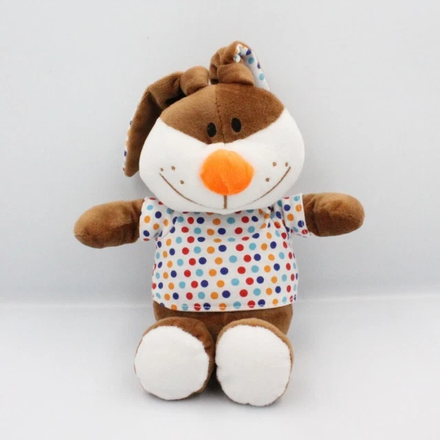 Doudou lapin marron blanc pois FIZZY - 22042