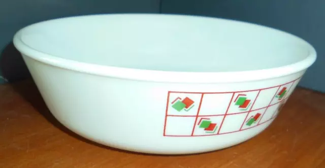 Pyrex Geometric Red & Green Square Cereal / Dessert / Soup Bowl 8 Avail Ex Cond 3