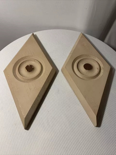 2 RARE Large Diamond Shaped Bullseye Victorian Door Plinth Blocks Never Used