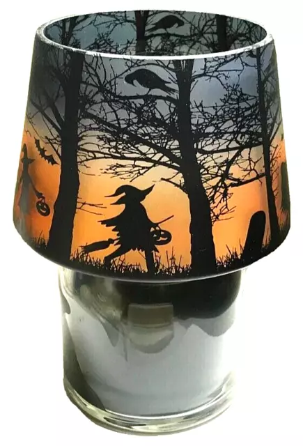 Yankee Candle 2022 HALLOWEEN SCENE Glass Shade Topper NIB Witches Ghost Bats