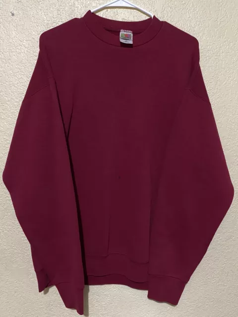 Vintage 90s Fruit Of The Loom Red Sweatshirt Blank Crewneck  XL