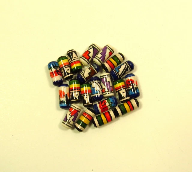 Porzellan Inka Keramikperlen Zylinder18x7mm Bastelbedarf Loch2mm Handarbeit 20St