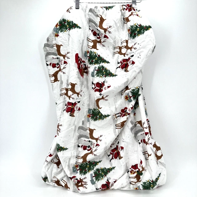 Pottery Barn Kids Merry Santa Flannel Christmas Crib Fitted Sheet RETIRED