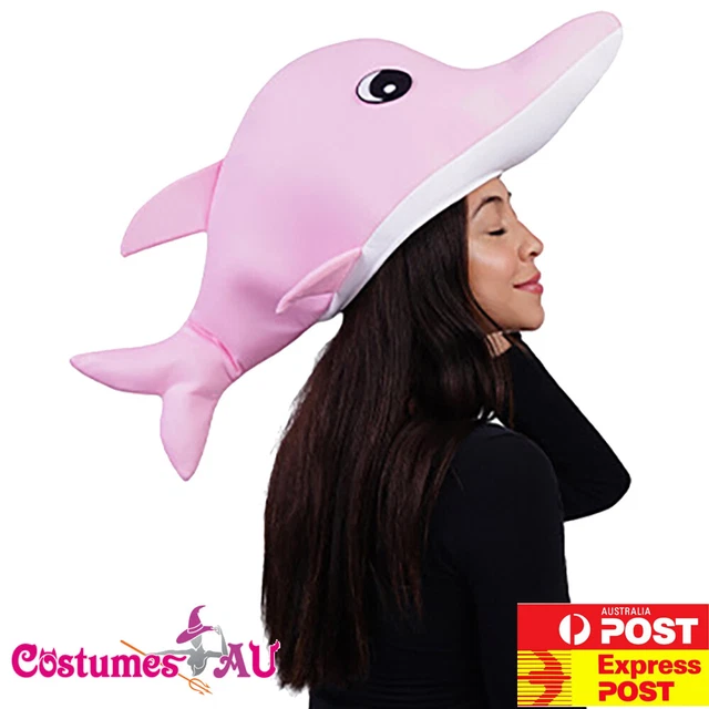 Pink Dolphin Funny Hat Cap Sea Animal Headgear Adorable Costume Plush Party