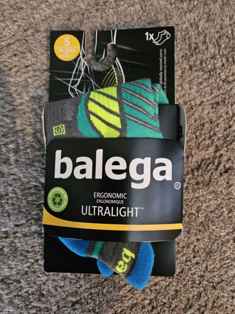 Balega Ultralight  No Show Tab Lt Grey/ Blue Socks Small Women 6-8, Men 4.5-6.5