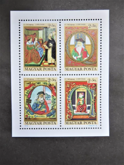 Ungarn 1970 Mi-Nr. HU BL77A HU 2607A - 2610A Kunst Stampday Minisheet postfrisch