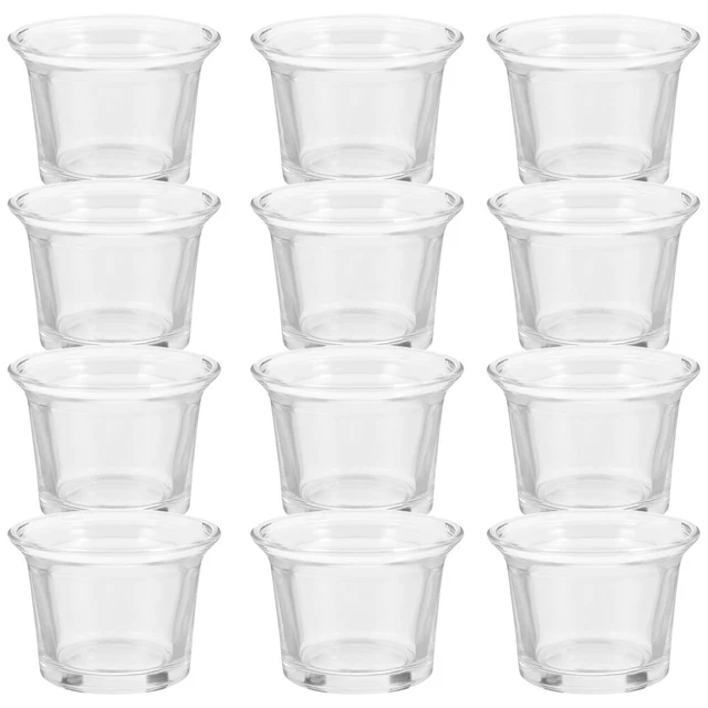 12 piezas Glass Teelight Portavelas Clear Votiv Portavelas Portavelas Fragancia Pok