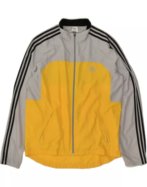 ADIDAS Mens Tracksuit Top Jacket Large Yellow Colourblock Polyester BH14
