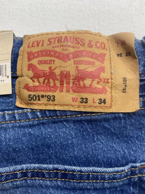LEVI'S MEN'S 501 '93 Original Straight Fit Stretch Jeans Mens 33 34 ...
