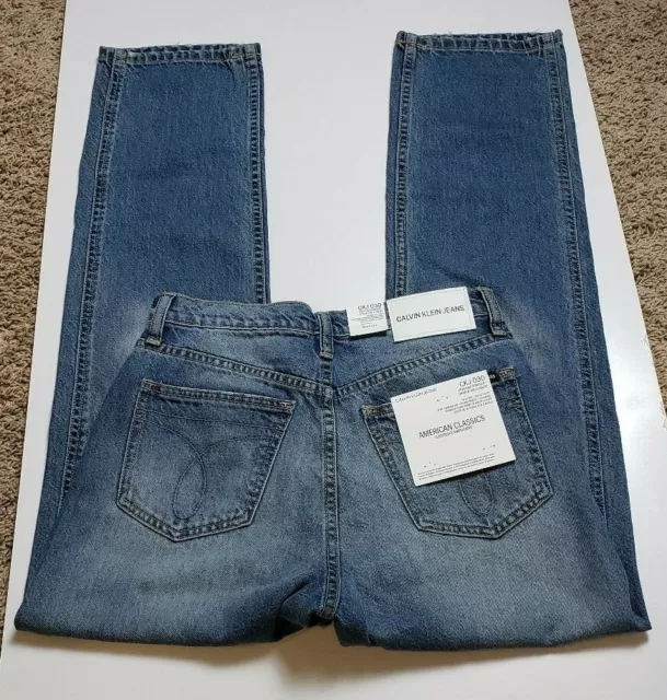 Calvin Klein Jeans Womens CKJ030 Blue Distressed High Straight Leg Jeans 28x30 3