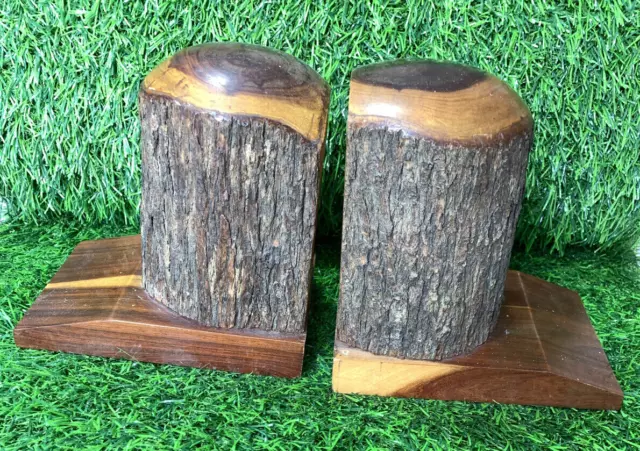 2x Regal Mulga Wood Bookends Real Wood Wooden Matching Set Book Ends 2