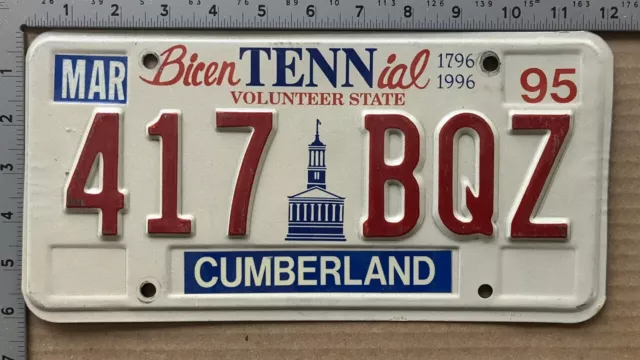 1994 Tennessee license plate 419 BQZ YOM DMV clear Ford Chevy Dodge 3390