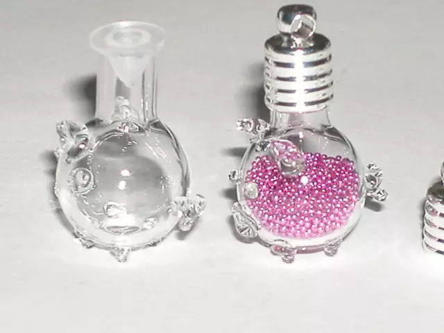 1 Glass Pig Piggy bottle * vial charm necklace pendant