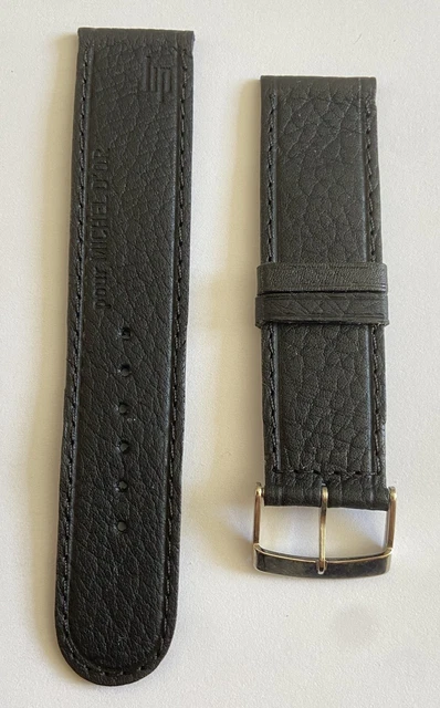 Bracelet De Montre Vintage LIP En Cuir Noir - Largeur 20 Mm - Stock Ancien Neuf