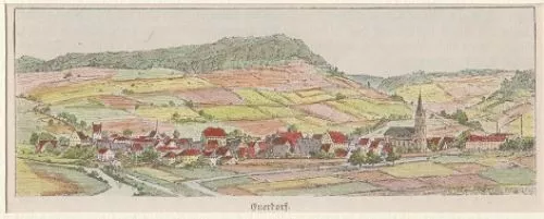 Orig. kolorierter Holzstich - Bayern - Euerdorf.