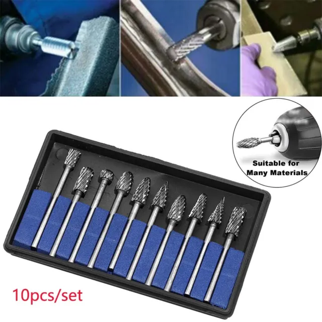 10pcs 3*6mm Tungsten Carbide Burr Rotary Drill Bits Cutter Files Set Shank Tools