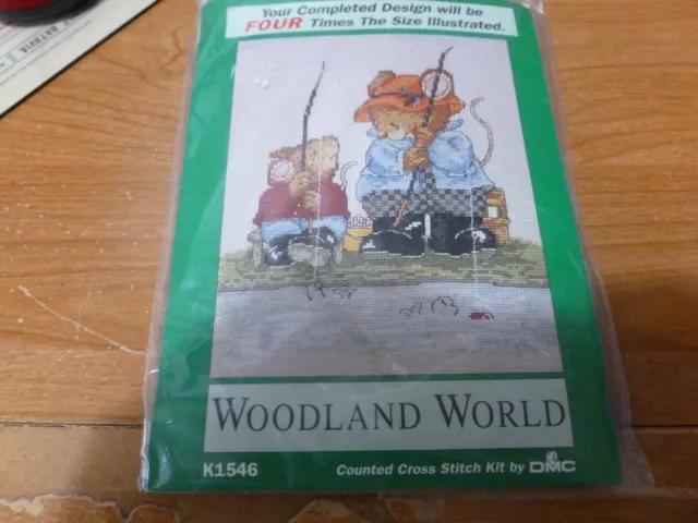 14ct DMC Cross Stitch Kit Woodland World Rod and Line