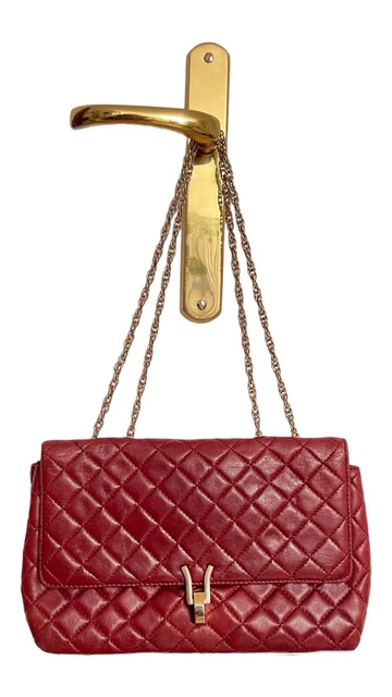 Joli sac à main rouge cuir  vintage bag Shoulder bag Beautiful Magnifique