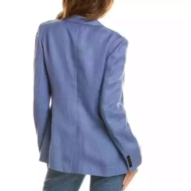 NWT Theory Grinson Blue Herring Linen Blend Single Button Blazer Jacket Sz 0 2