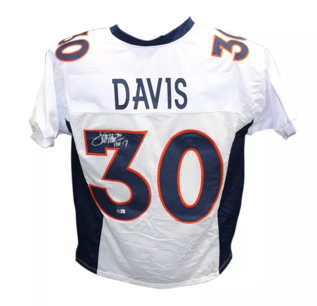 Terrell Davis Autographed/Signed Pro Style XL White Jersey Beckett 41016