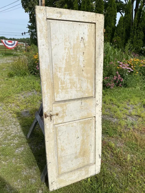 19thC. Raised Panel Door w/ Thumb Latch Handle, Mortise & Tenon w/ Wood Pegs