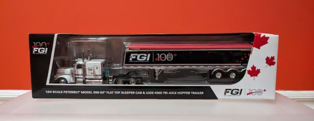 First Gear DCP 1/64 Peterbilt Model 389 63" Flat-Top Sleeper Cab & Trailer FGI