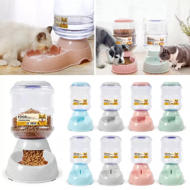 3.8L Automatic Pet Feeder Large Cat Dog Food Dispenser/Water Fountain Drink Bowl