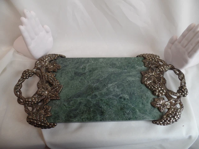VTG Godinger Silver Art Co Marble Charcuterie Cheese Cutting Board Serving Tray