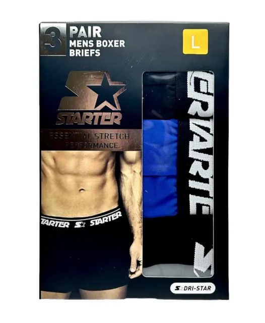 New Starter 3 Pack Men Essential Stretch Performance Boxer Briefs Sizes S,M,L,XL