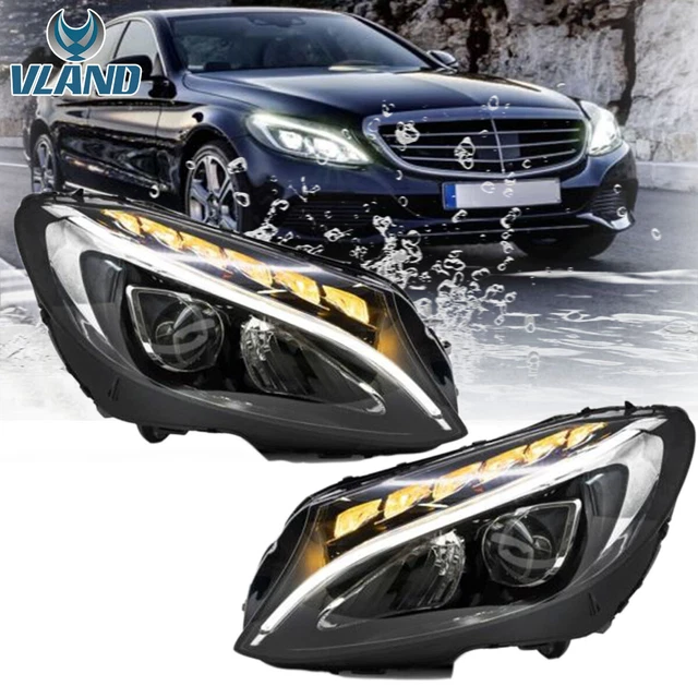 PAIR FULL LED Headlights For Mercedes Benz W205 CClass C300 2015 2016